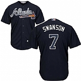Atlanta Braves #7 Dansby Swanson Navy Blue New Cool Base Stitched Jersey JiaSu,baseball caps,new era cap wholesale,wholesale hats